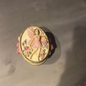 Fairy Trinket Box with Pink and Cream Accents